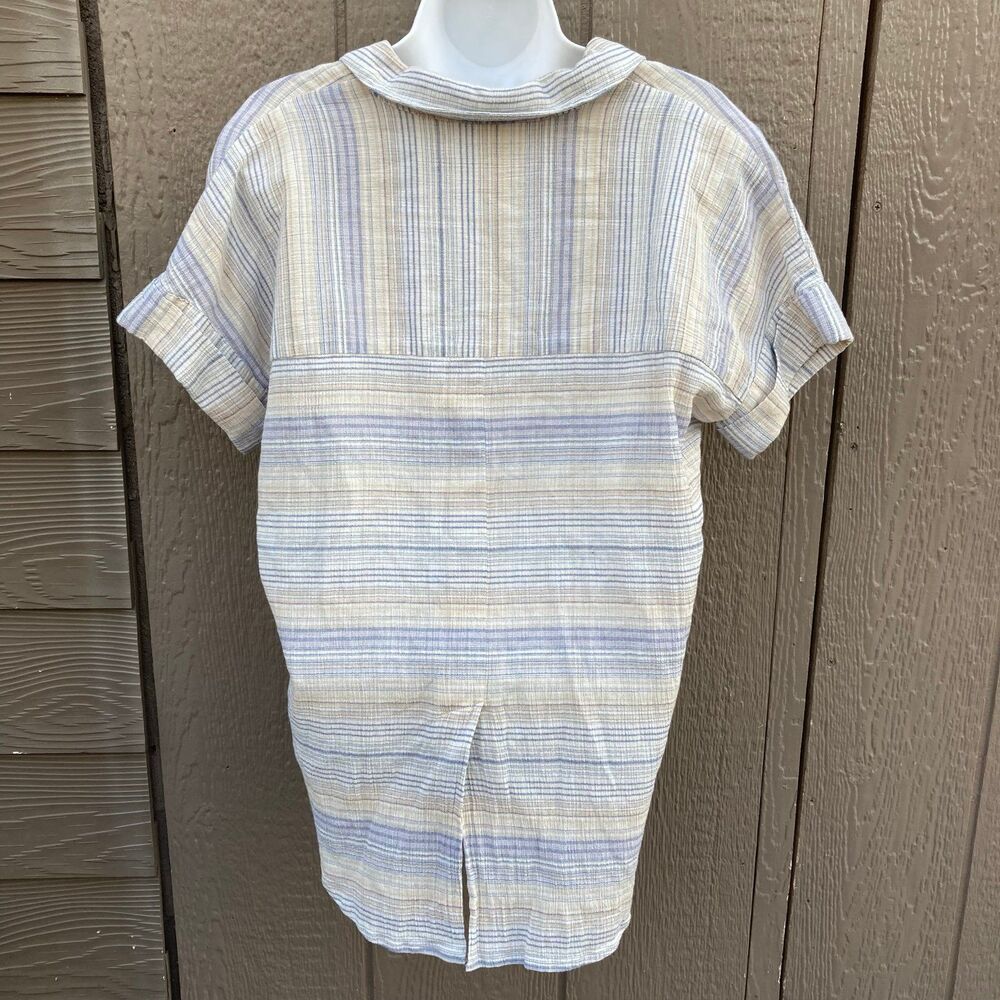 Women’s size XS madewell Crinkle Hayden Popover blouse in Stripe, short sleeve - Picture 3 of 3